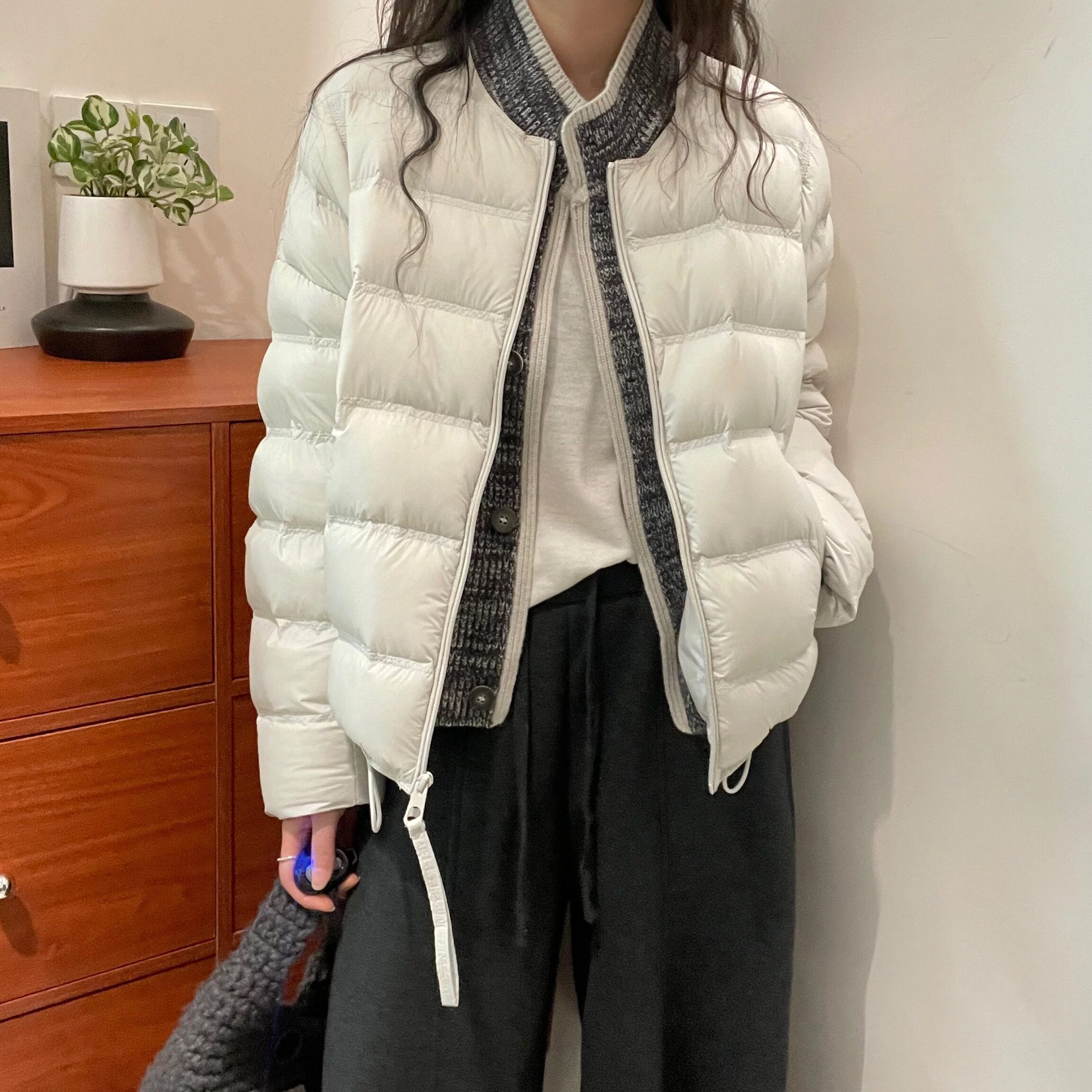 欧洲站90白鸭绒假两件羽绒服