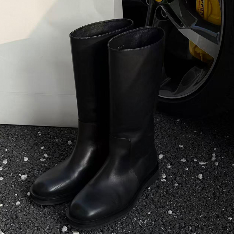 诗歌兰2025新款真皮复古骑士靴