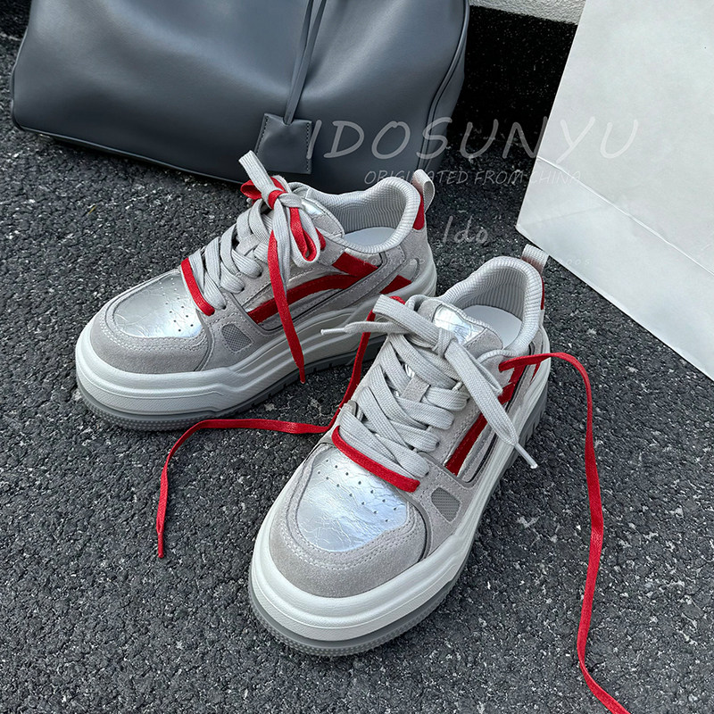 ido厚底面包鞋女2026春季新款运动休闲鞋系带撞色百搭舒适板鞋潮,女鞋,时尚休闲鞋,淘宝优惠券,粉丝福利购,淘宝优惠卷