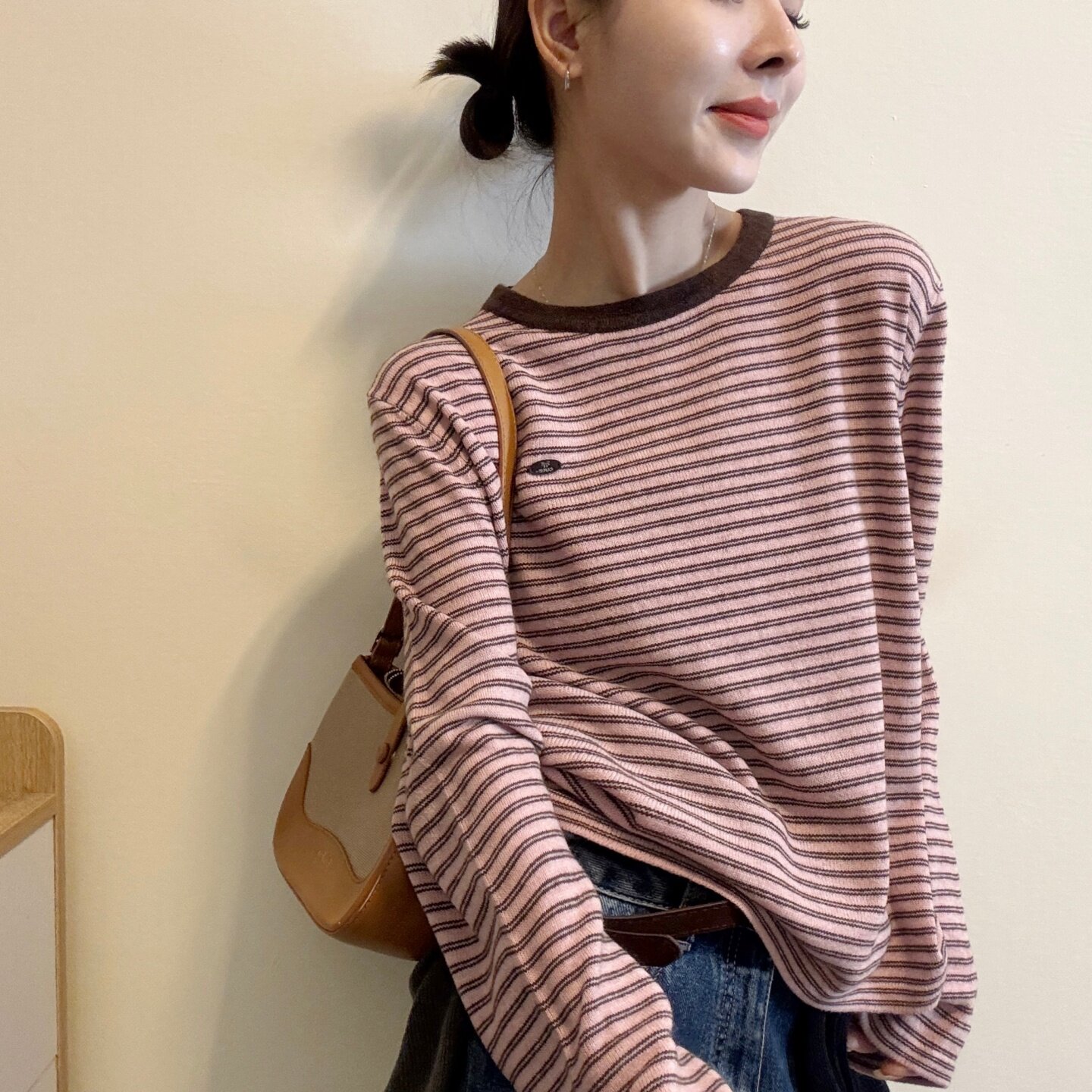 欧洲站羊毛条纹上衣女