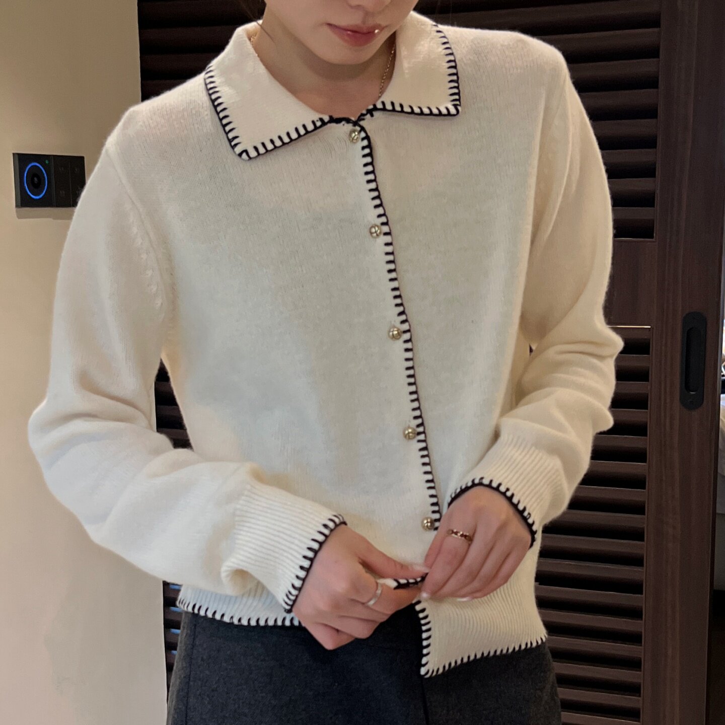 欧洲站翻领羊毛开衫女毛衣