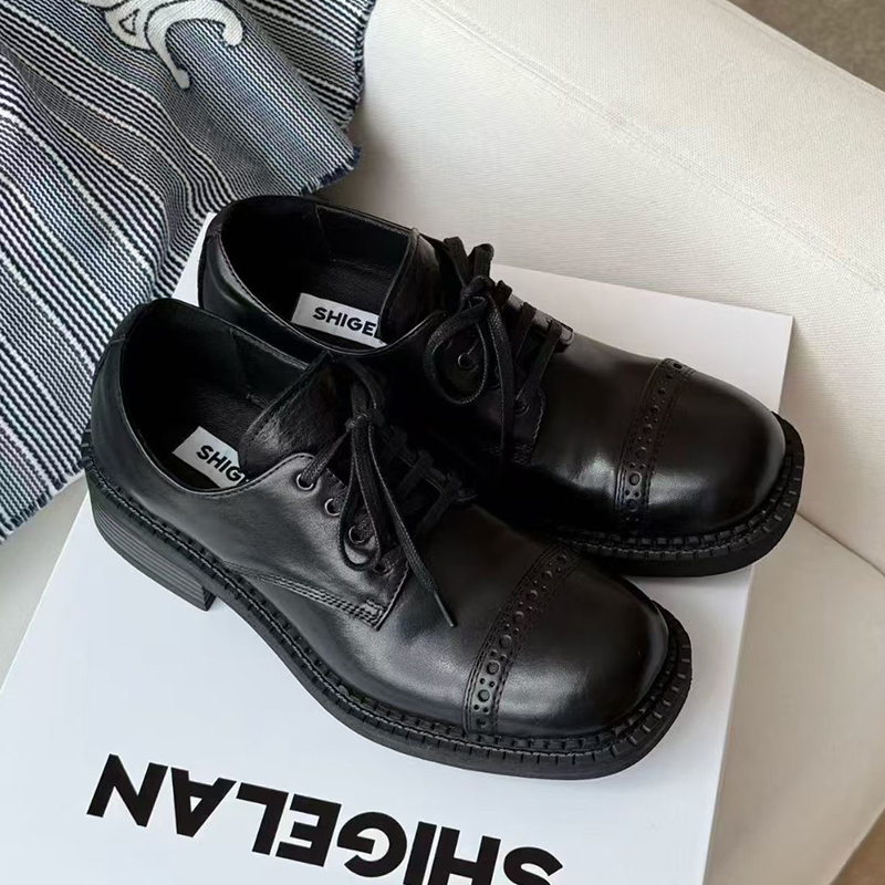 诗歌兰2025新款真皮系带乐福鞋