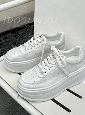 ido厚底增高小白鞋女2026早春新款系带运动鞋休闲板鞋低帮百搭潮
