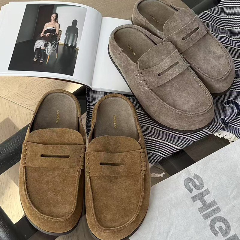 诗歌兰2025秋新款真皮厚底勃肯鞋