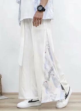 汉元素中国风宽松仙鹤汉服仙仙裤