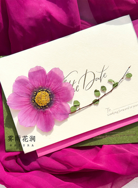 梦幻紫红格桑花天然干花植物标本咖啡调酒装饰植物手账押花相框画