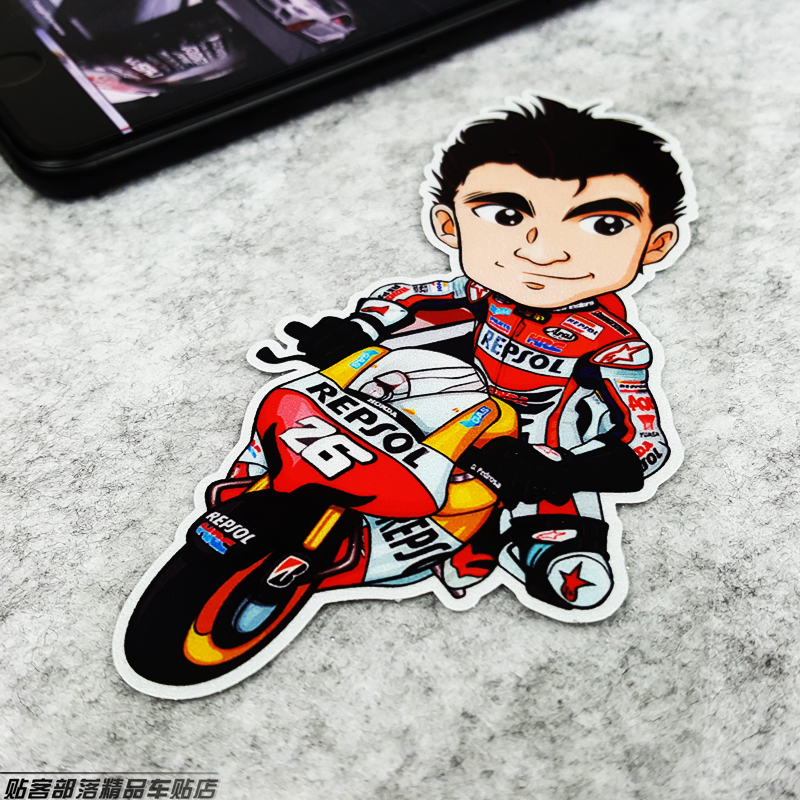 贴客部落車貼 dani pedrosa佩德罗撒26号q版贴花 电单车反光贴a款