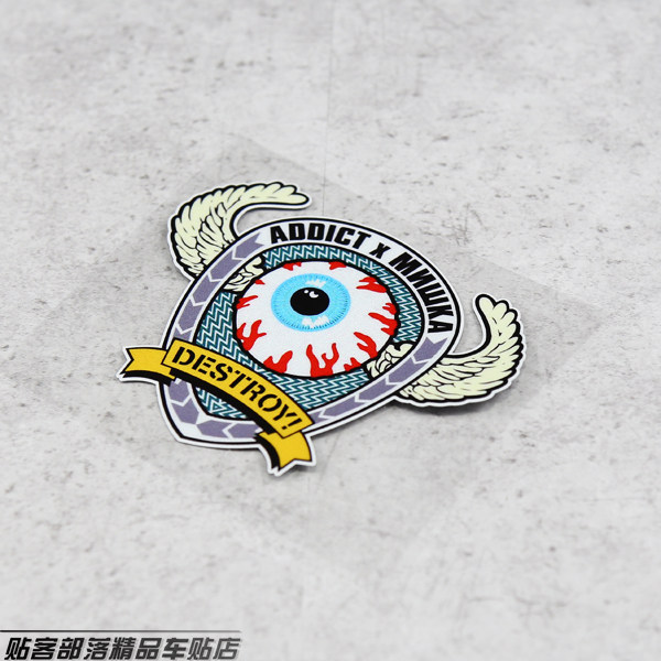 贴客部落車貼 卡通眼珠 血丝眼球 潮牌纪念款汽车反光贴 车贴b