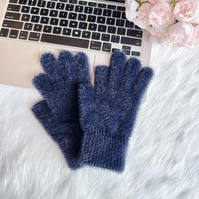 冬季露二指保暖触屏加绒半指