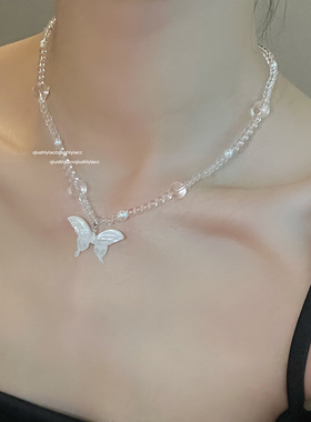 其他铜合金贝壳女蝴蝶项链