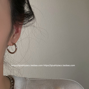 秋十一Acc 韩国ins博主风简约银色圈圈耳环925百搭网红耳饰