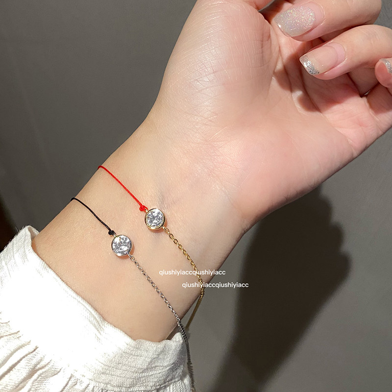 秋十一acc【星星相应】简约小众精致红线镶钻简约925银手链