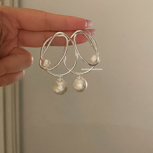 耳饰 小众设计双环棉花珍珠大耳环夸张个性 秋十一Acc 三弦之花
