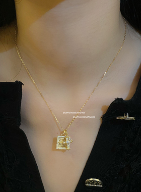 十字约定锆石925银女十字架项链