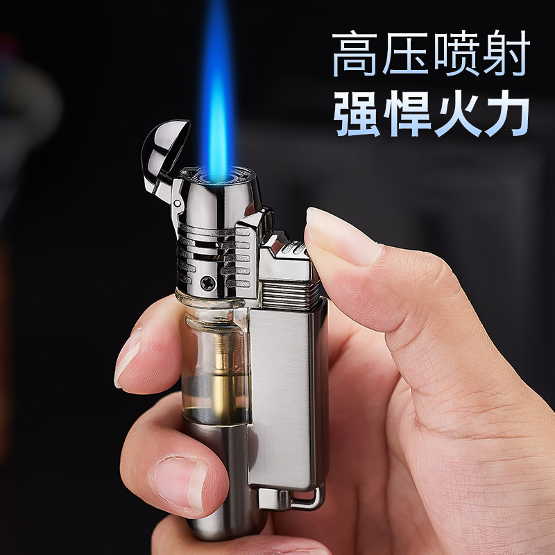 创意防风充气体打火机雪茄点烟器艾灸专用个性耐高温直冲刻字金属