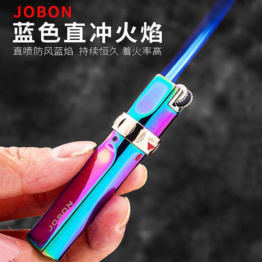 中邦蓝焰直冲充气打火机创意纤巧砂轮单孔老式火机可锁火高档送礼
