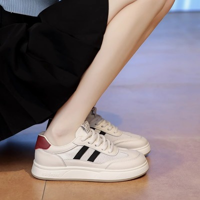 3cm流行的厚底德训鞋女百搭网面透气夏2025新款拼色休闲运动板鞋