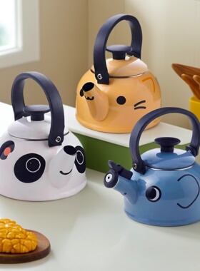 日本Fuji Horo动物水壶熊猫大象富士搪瓷珐琅家用烧水壶茶壶煮茶