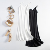 新款 斜裁真丝吊带连衣裙女修身 百搭内衬中长裙桑蚕丝缎面打底裙夏