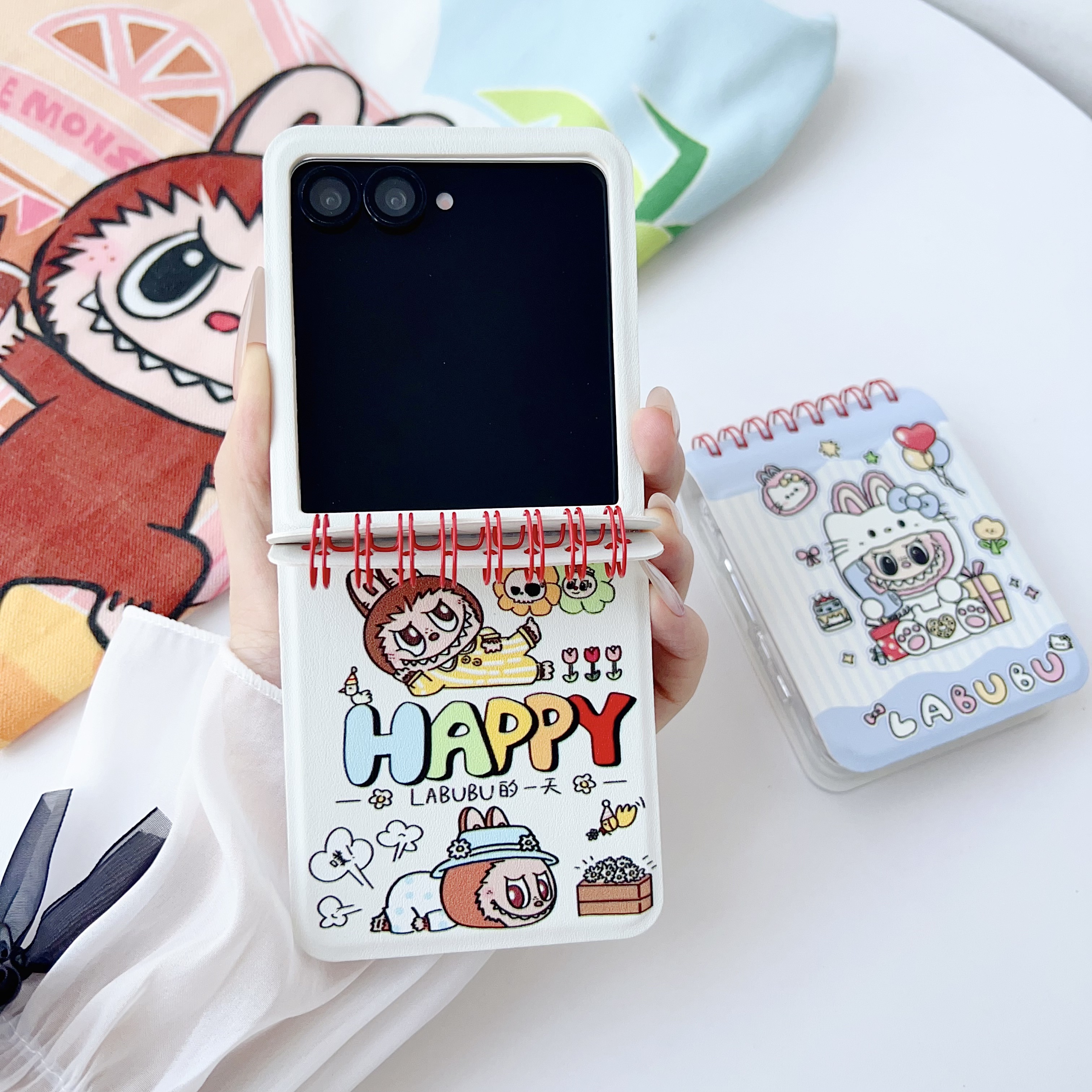 创意萌宠适用于三星zflip5手机壳卡通动漫折叠式三星Z flip3翻盖简约全包式保护壳三星Z flip4时尚个性男女款