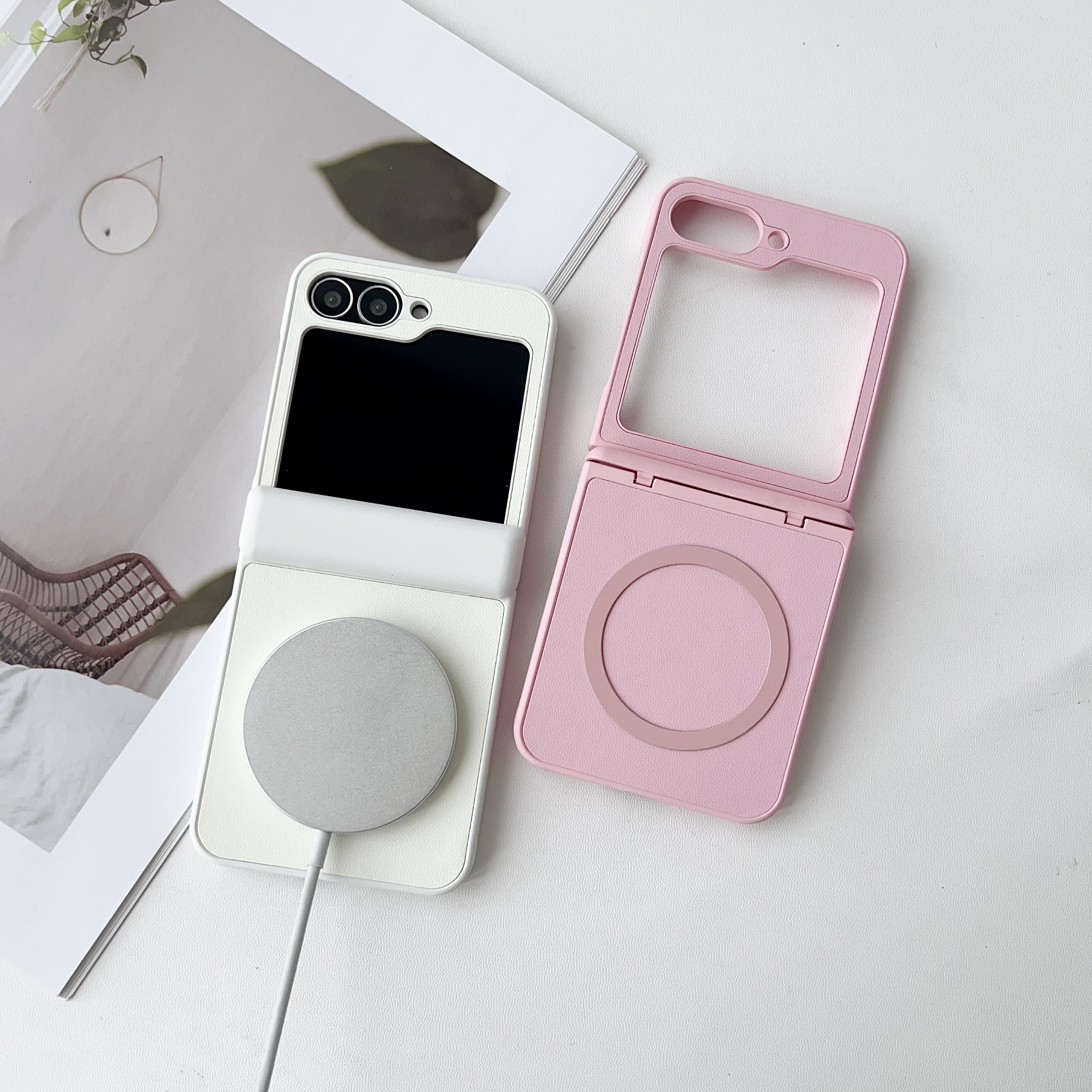 简约潮流现代适用于三星Zflip5手机壳上下折叠式北欧风三星Zflip6网红风防摔保护壳三星Z flip3时尚男女新款