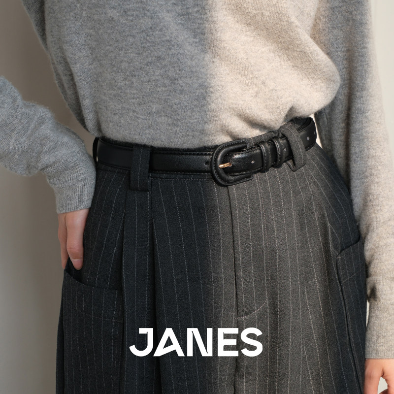 JANES简束小众时髦复古女士真皮腰带基础百搭裙子裤子牛皮皮带图片