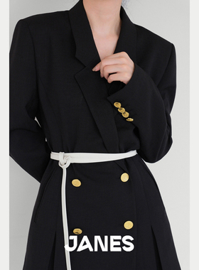 【张琪JIEJI】简束 小众免打孔头层牛皮绳腰带真皮皮带搭配外套