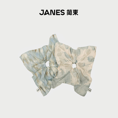 JANES简束复古晕染水墨风方巾发圈头绳头花女款时尚扎发发饰头饰