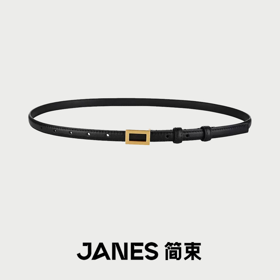 JANES简束质感小众女士真皮皮带百搭高级感简约做旧牛皮细腰带图片