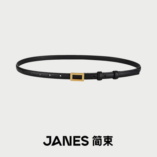 JANES简束质感小众女士真皮皮带百搭高级感简约做旧牛皮细腰带