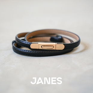 简束小众设计真皮精致优雅女士细腰带免打孔皮带腰封高级质感插扣