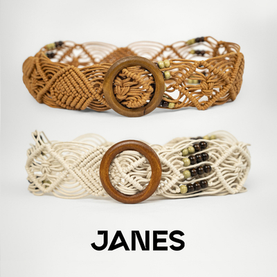 简束波西米亚风木珠蜡线腰带女