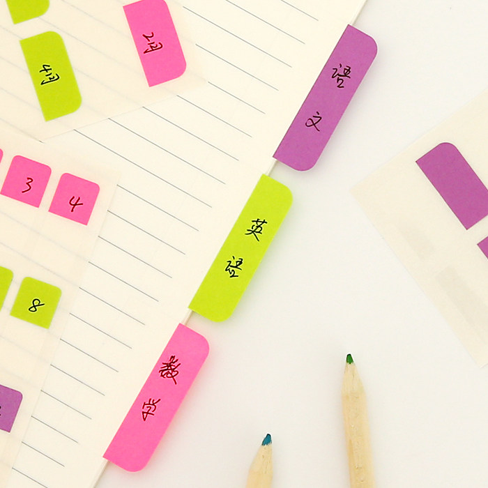 N번 스티커 분류 PVC + 종이 인덱스 스티커 단순 형광 표시 라벨 투명 스티커 메모 손 계정 구분 시트