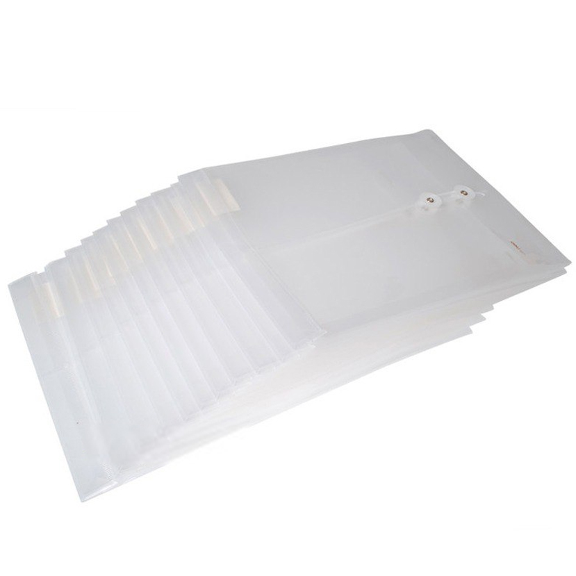 deli得力5511文件袋 a4透明文件袋塑料档案袋绕绳资料袋办公文具