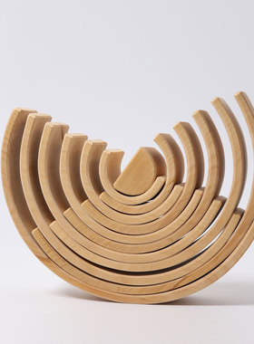 德国Grimm's格林彩虹原木半圆长条彩虹桥儿童蒙氏幼儿园教具3岁+