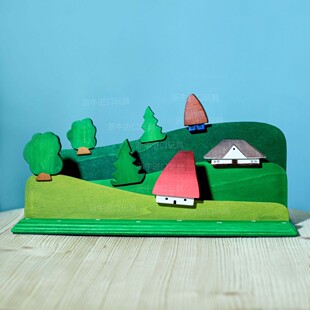 罗马尼亚Bumbu建造村庄摆件布景小众手工积木儿童过家家玩具3