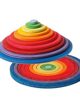 德国Grimm's格林彩虹同心圆环圆盘10677儿童玩具教具礼物3岁+