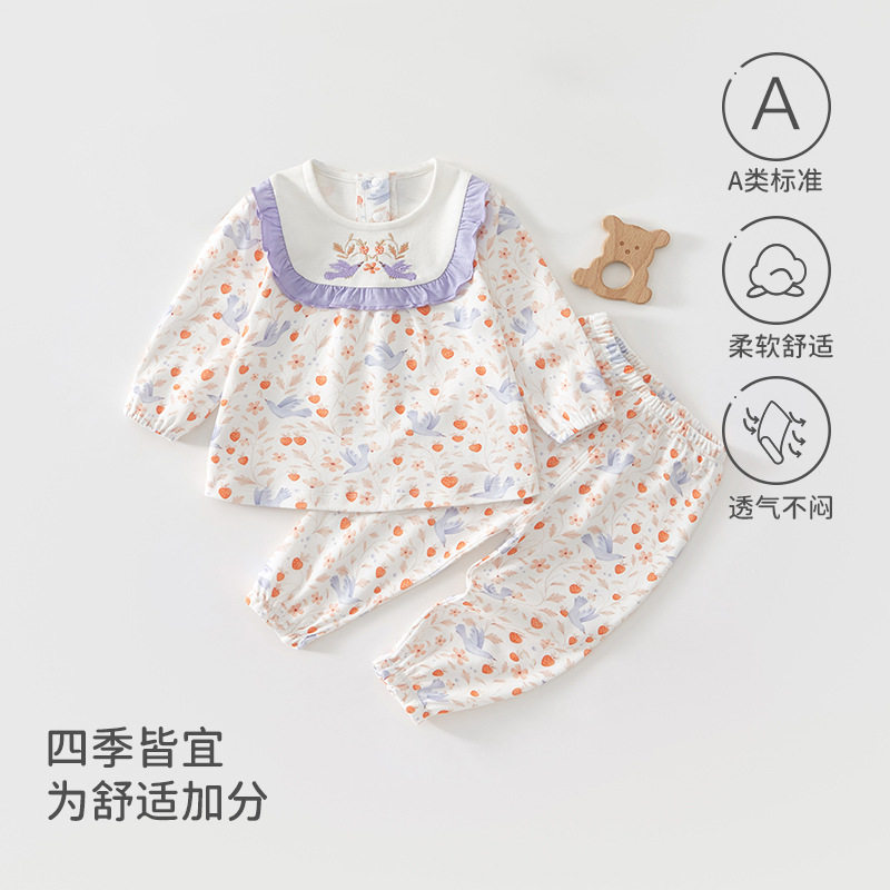 女童衣服裤子分体两件套装春秋款洋气婴儿纯棉公主外出女宝宝童装