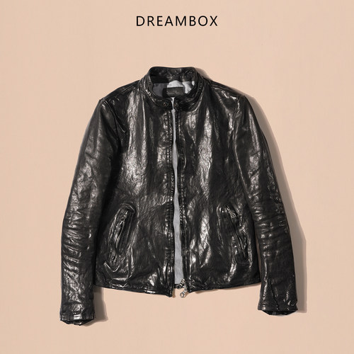 dreambox钧博休闲立领真皮皮衣