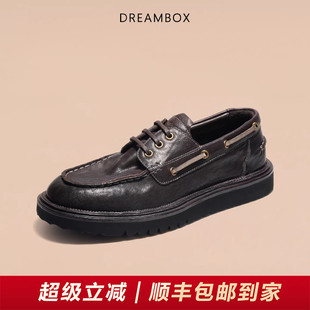 DREAMBOX钧博意大利XL发泡底轻便舒适帆船鞋石洗马皮透气休闲皮鞋