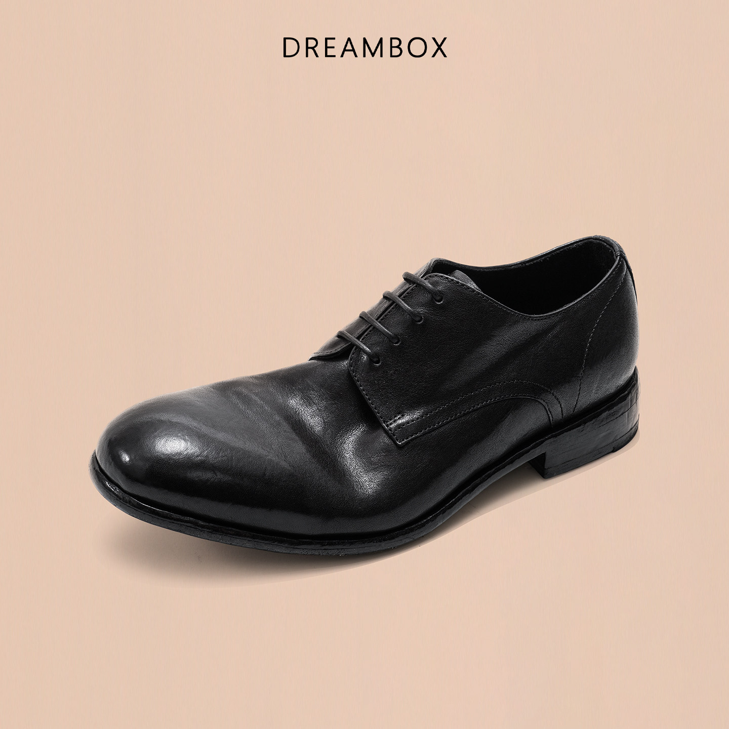 DREAMBOX钧博英伦风男士休闲皮鞋石洗马皮夏季透气商务通勤德比鞋