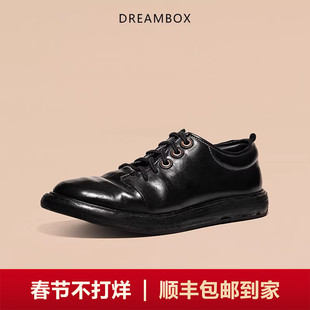 DREAMBOX钧博vibram英伦风平底男鞋春季新款马皮透气休闲手工皮鞋