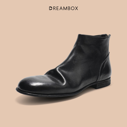 DREAMBOX钧博水洗马皮男短靴