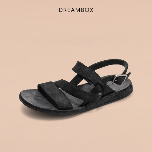 DREAMBOX钧博水洗马皮休闲凉鞋男士夏季透气舒适外穿两用拖凉鞋
