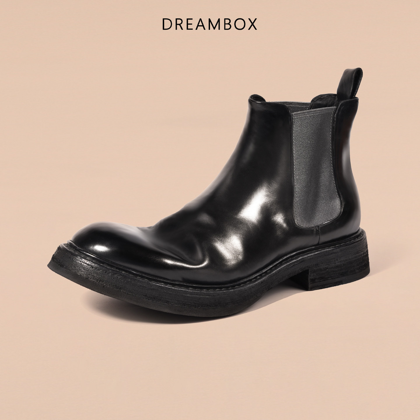 DREAMBOX钧博vibram防滑意大利马臀皮切尔西靴固特异男靴高端皮靴