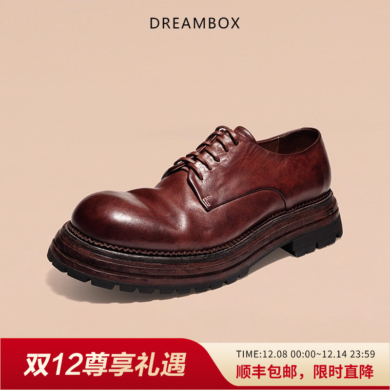 高档英伦马皮休闲皮鞋厚底增高