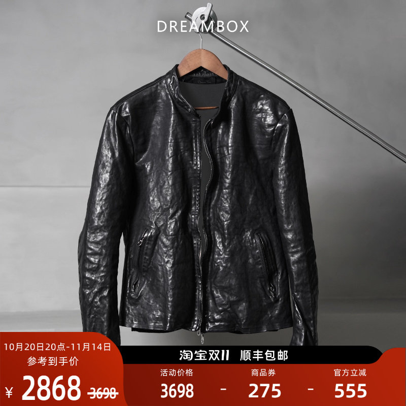 dreambox钧博新款瑞士riri拉链皮衣外套男水洗马皮高级感机车夹克