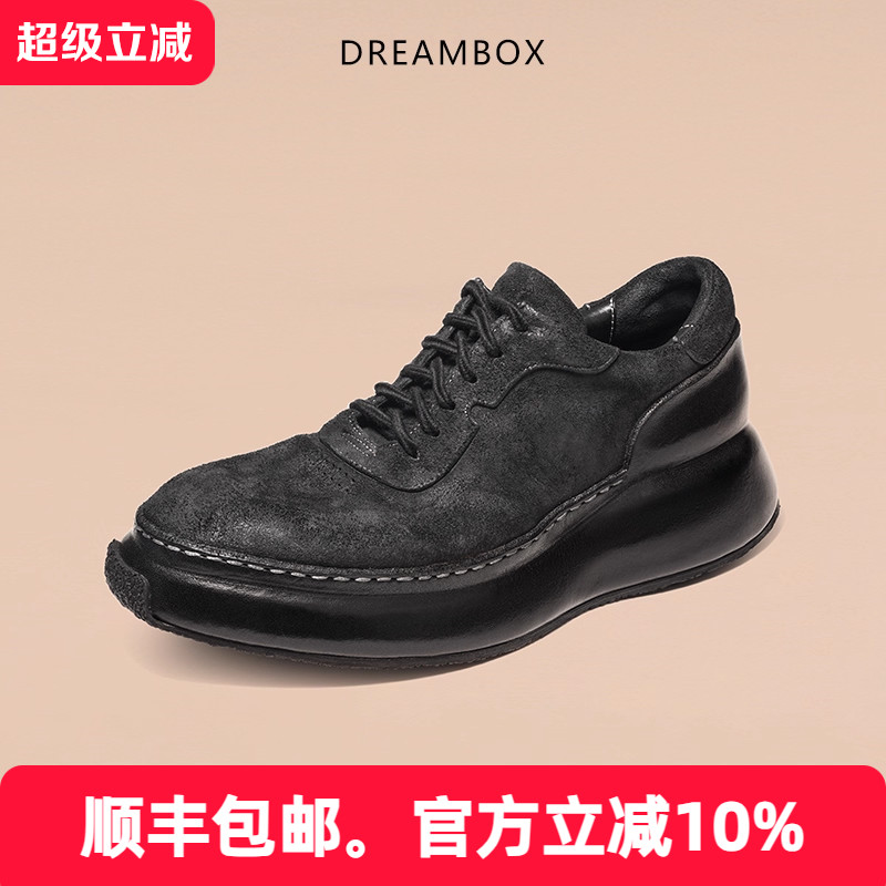 dreambox钧博男鞋新款马皮透气游艇鞋厚底增高老爹鞋时尚休闲鞋