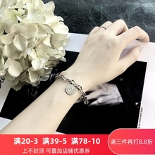 高级感硬币手链女ins小众轻奢设计学生闺蜜冷淡风手饰 钛钢不掉色