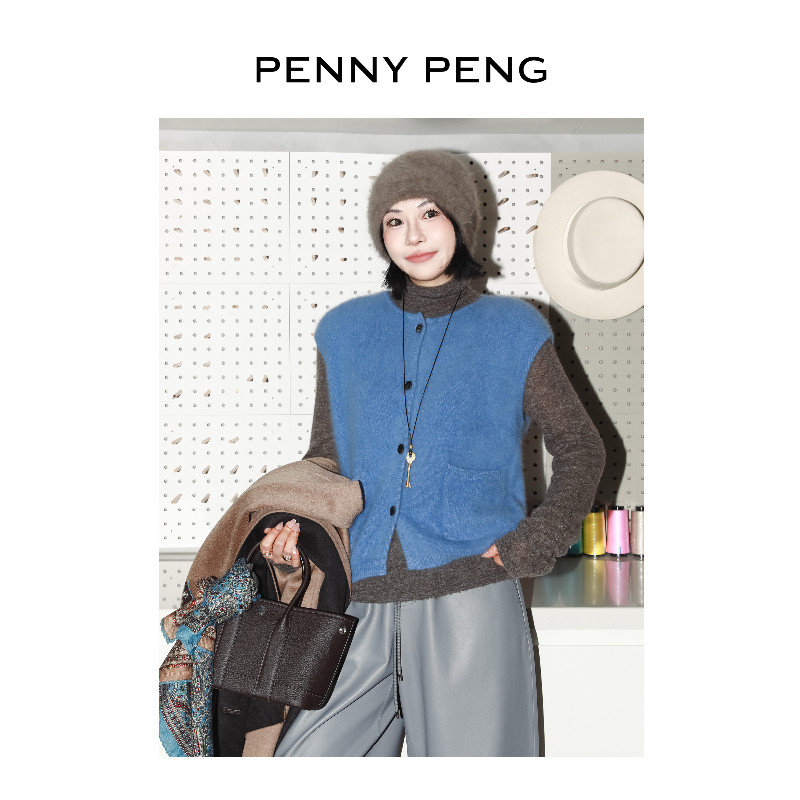 狐狸绒羊绒针织开衫无袖马甲